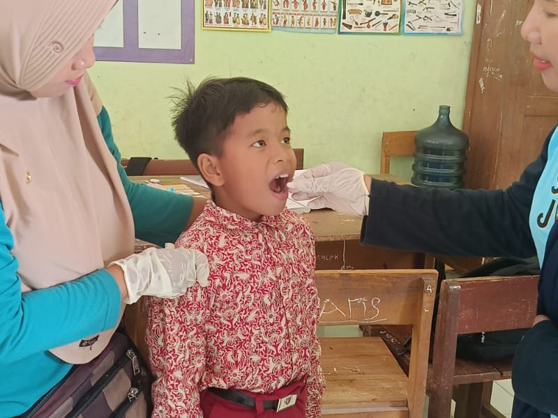 Pemberian Obat Cacing Kepada Siswa SD Negeri 2 Gunung Malang